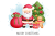 وکتور نقاشی دیجیتال بابانوئل در کنار درخت و هدایای کریسمس لایه باز ویژه تبریک کریسمس 2022